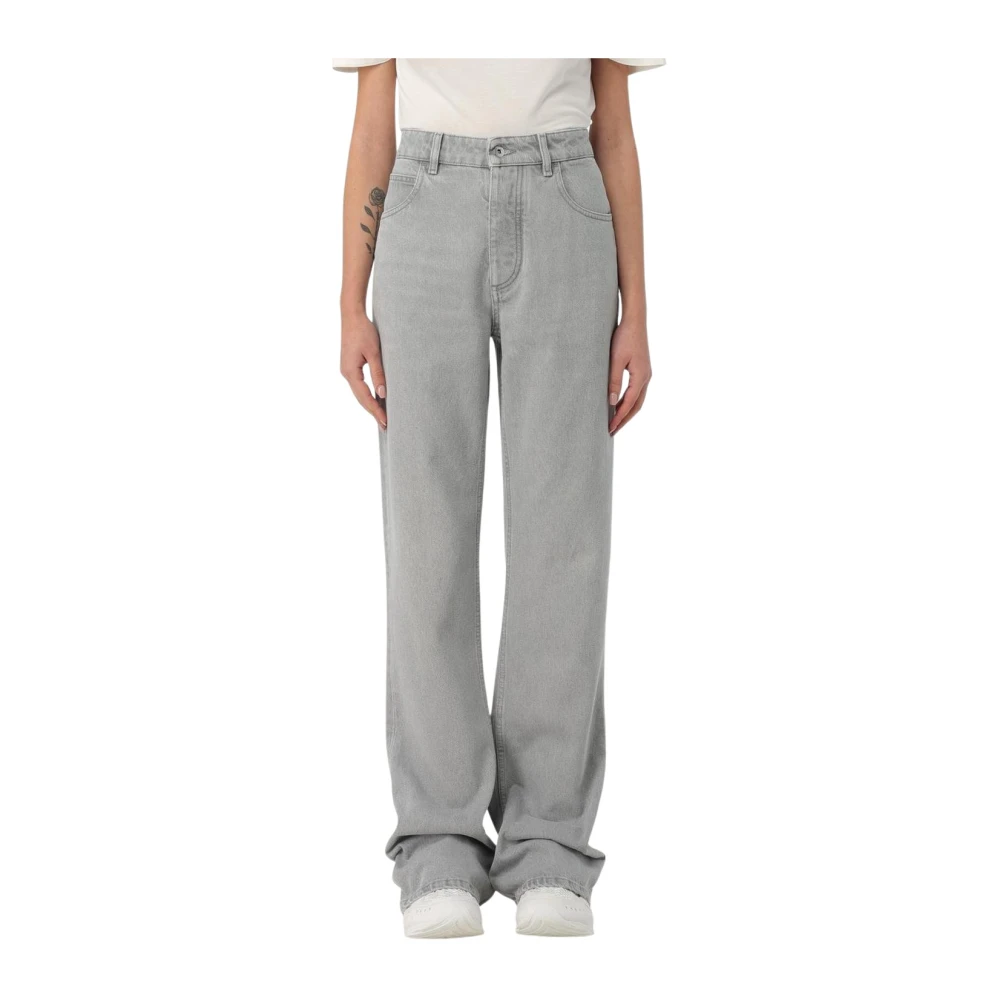 Bottega Veneta Women's Gray High-Waist Wide-Leg Denim Jeans