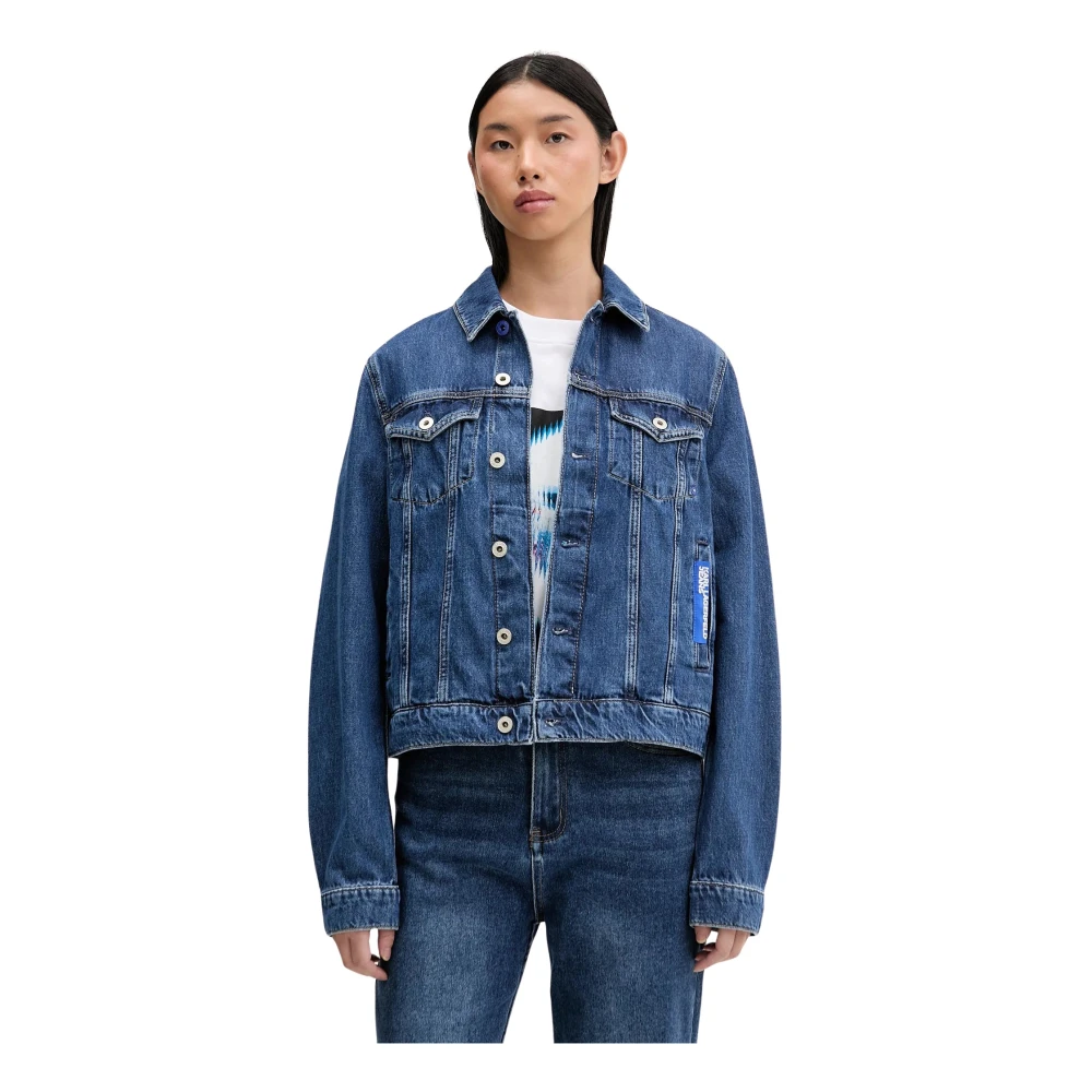 Karl Lagerfeld Jeans Donna Washed Mid Blue Giacca Regular Denim Jacket Xs - Immagine 2