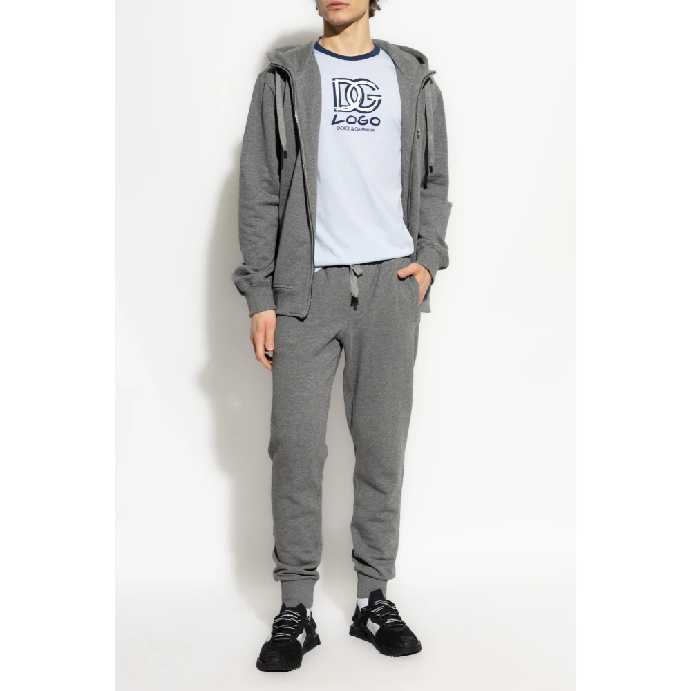 Dolce & Gabbana Sweatpants met logo applicatie Gray Heren
