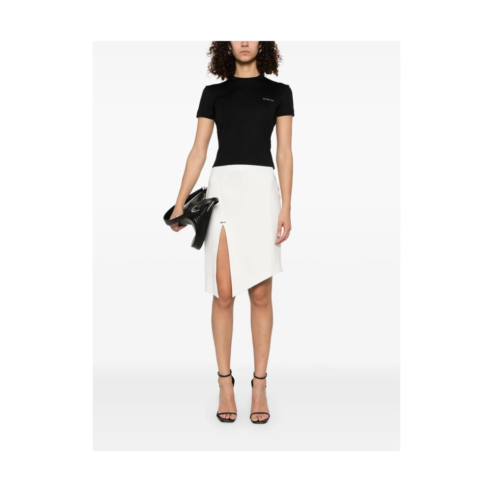 Mugler Zwart Crew Neck Logo T-shirt Black Dames