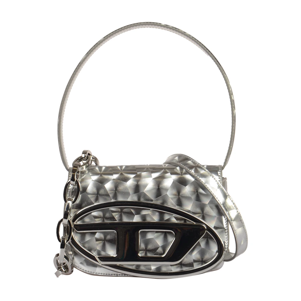 Diesel 1DR Iconic shoulder bag with mirror effect Gray Dames