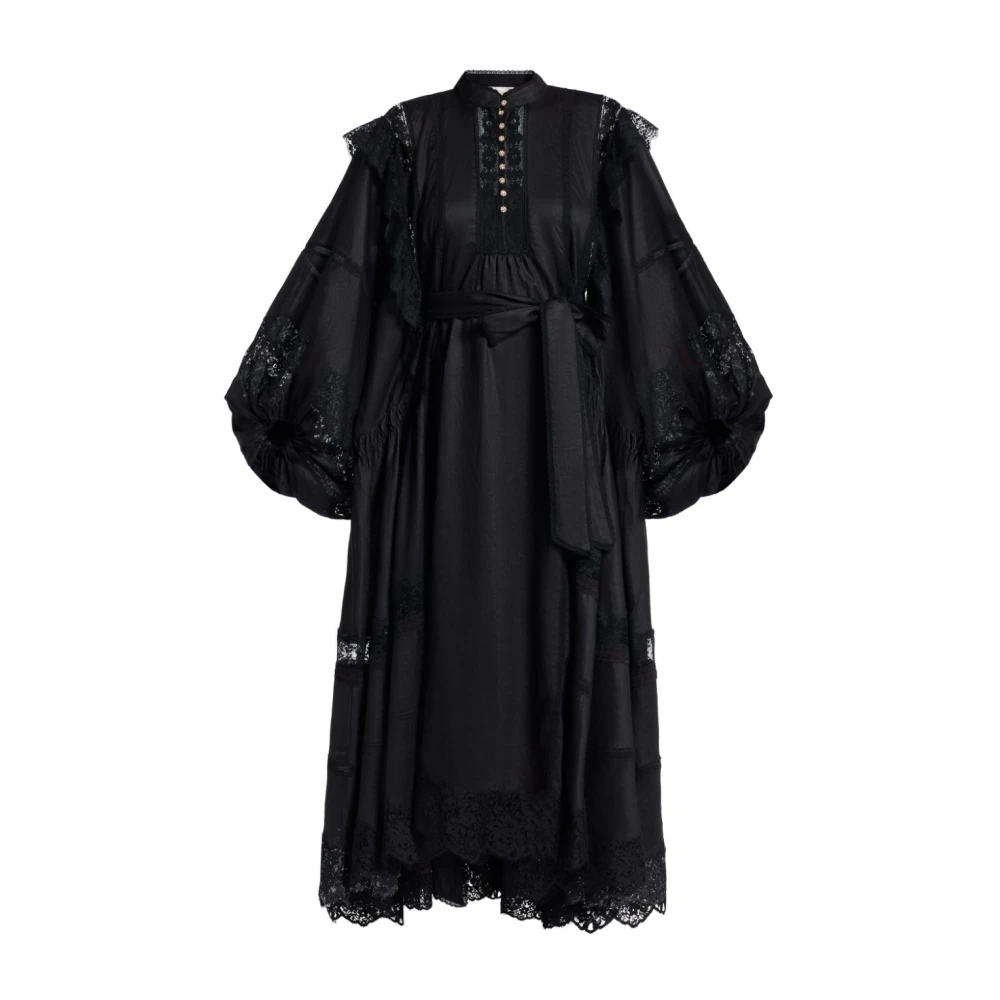 Zimmermann Zwarte Crush Jurk Voorknoopsluiting Black Dames
