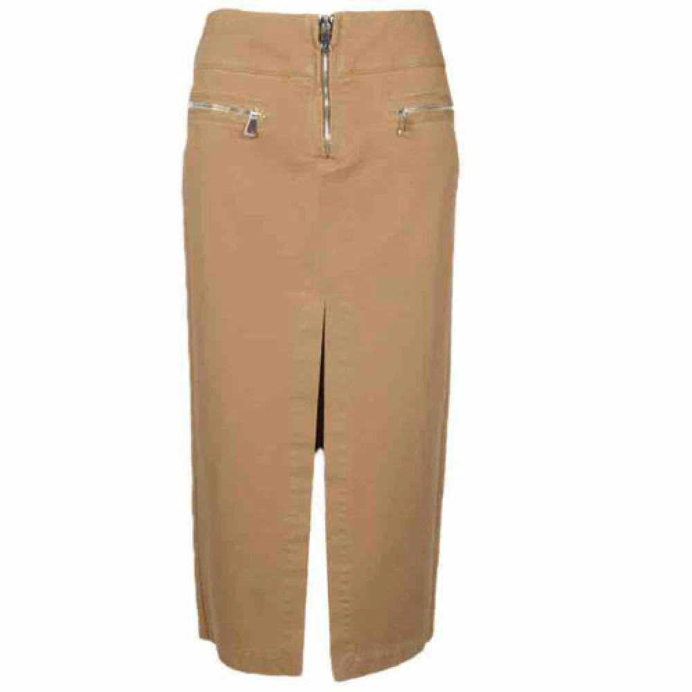 Dondup Lång Slim Fit Kjol med Slits Brown, Dam