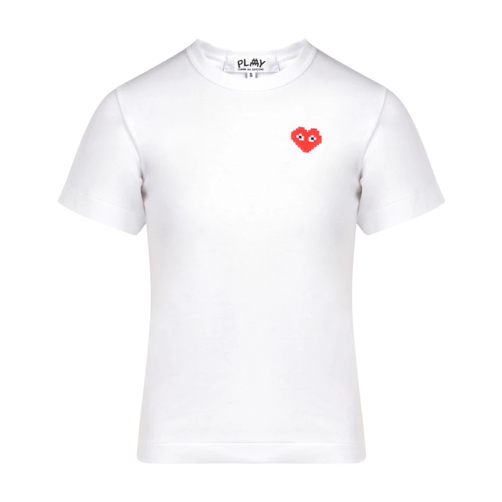 Comme des Garçons Play Hjärta-logga T-shirt i bomull White, Dam