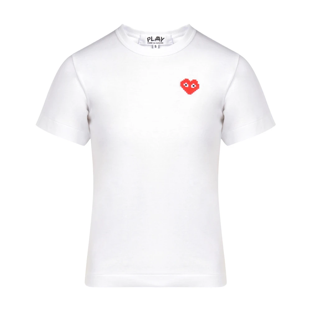 Comme des Garçons Play Witte katoenen T-shirt met hartlogo voor dames White Dames