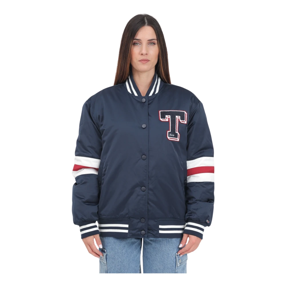 Tommy Jeans Blauwe College Stijl Bomberjack Blue Dames