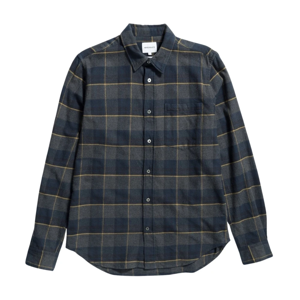 Norse Projects Geruite Flanellen Overhemd Gray Heren