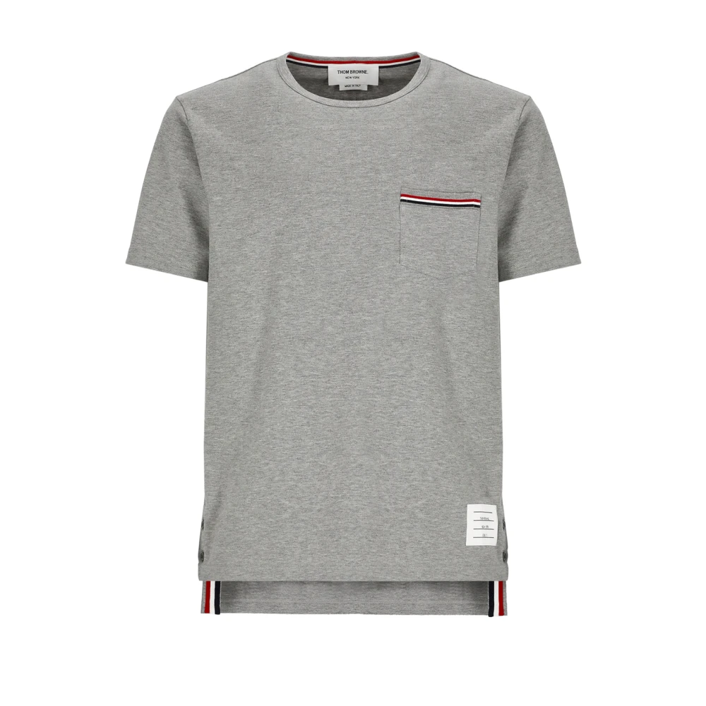 Thom Browne Grijze Katoenen T-shirt met Contrasterende Details Gray Heren
