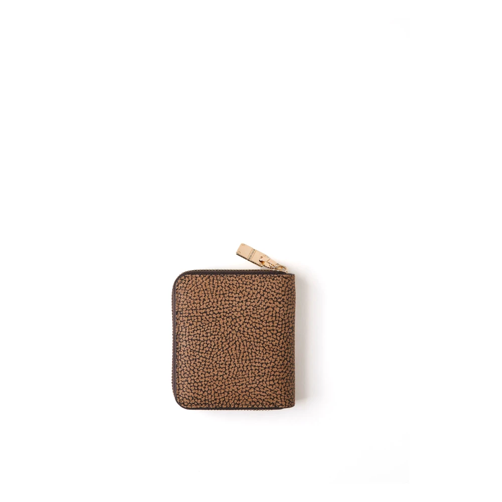 Borbonese Compacte ritssluiting portemonnee met RFID-bescherming Brown Dames