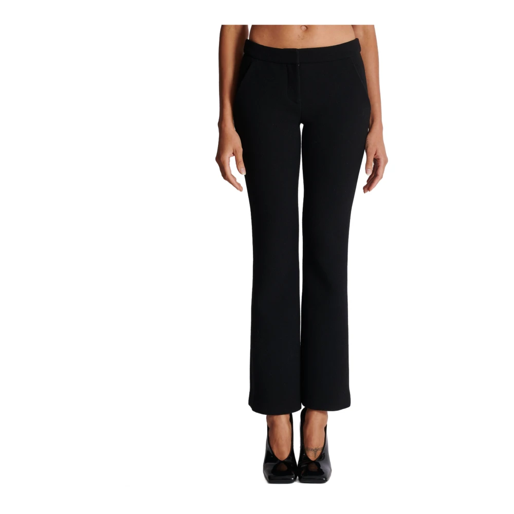 Balmain Dubbele Crepe Uitlopende Broek Black Dames