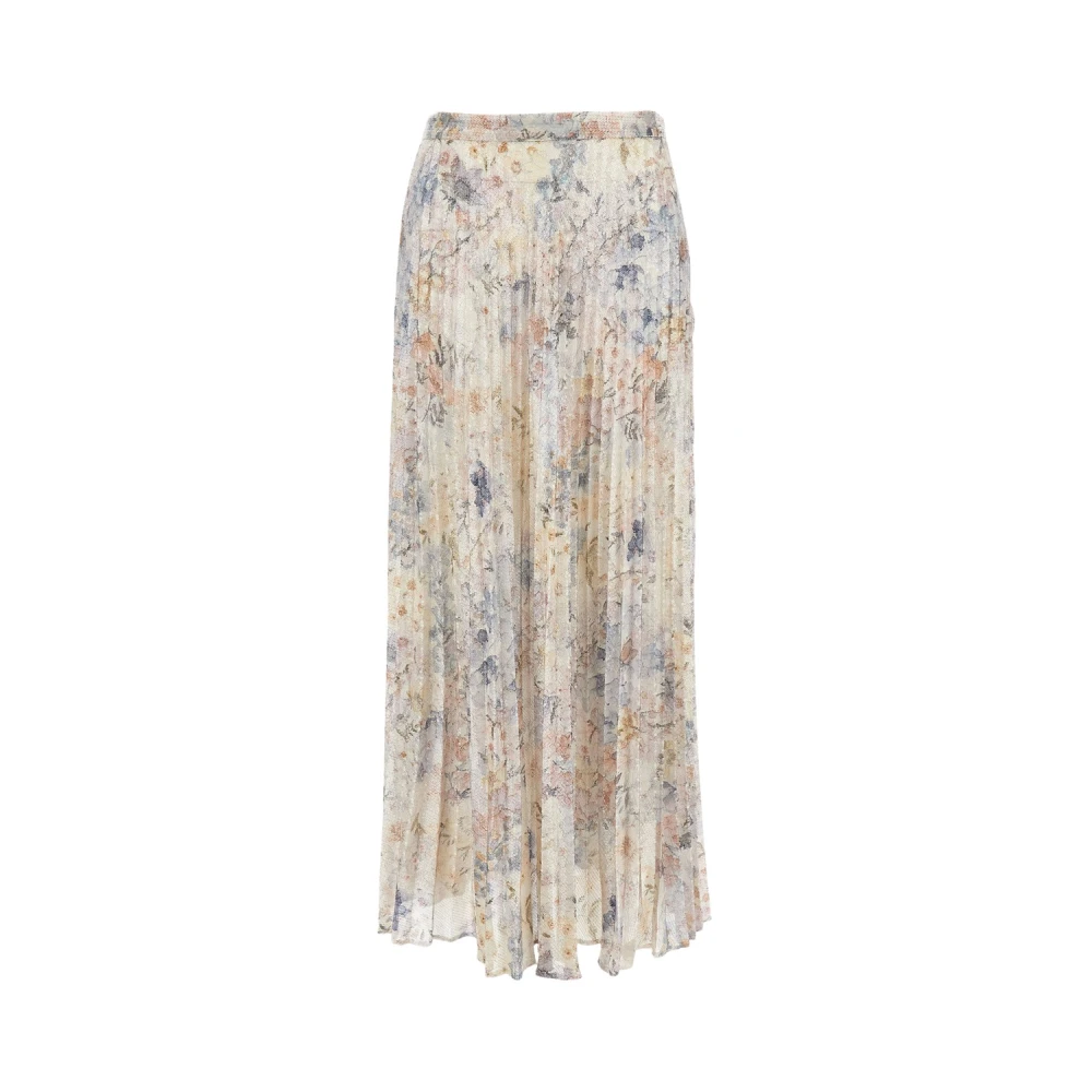 Golden Goose Women's Golden Plissé Skirt With Floral Print And Embroidered Sequins