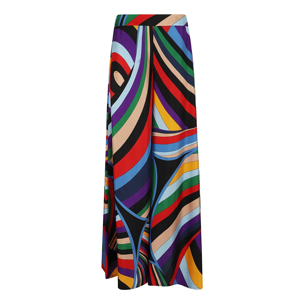 EMILIO PUCCI Zijden Twill Broek in Viola Rosso Multicolor Dames