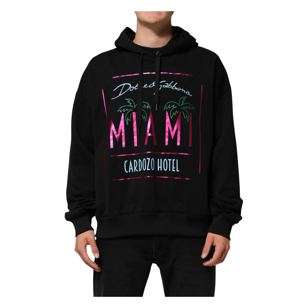 Dolce & Gabbana Men's Black Printed Hooded Sweatshirt - Hoodies - Xl - Sweatshirts & Hoodies