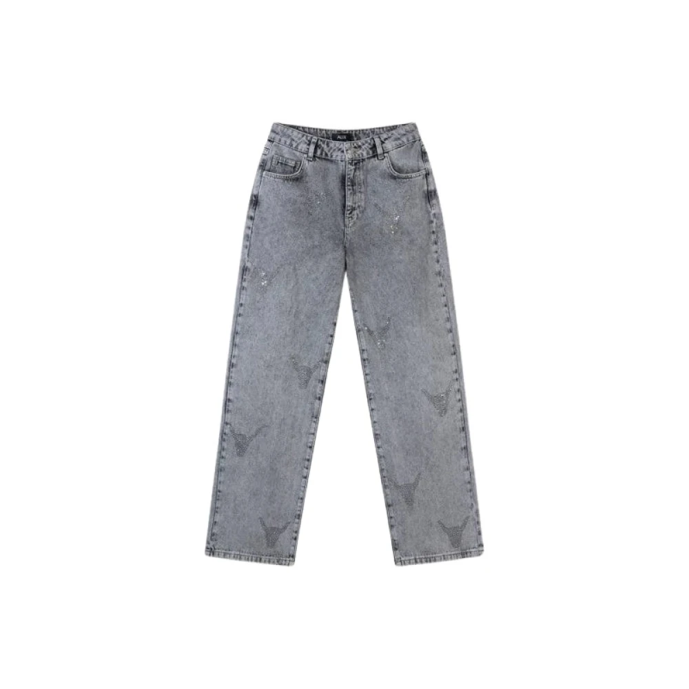 Alix The Label Grijze Strass Bull Broek met Strass Steentjes Gray Dames