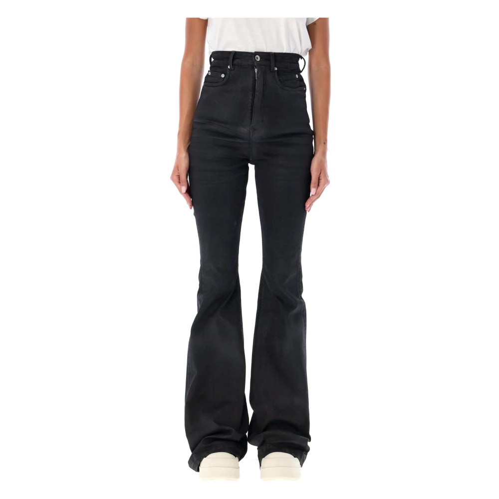 Rick Owens Zwarte Bootcut Jeans Aw24 Black Dames