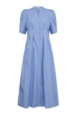 striped-pleat-dress-with-v-neck