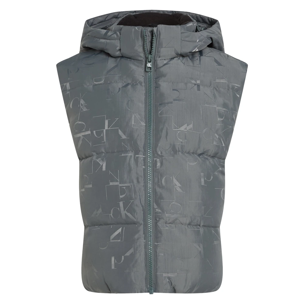 Calvin Klein Boys Gray City Grid Jacquard Gilet