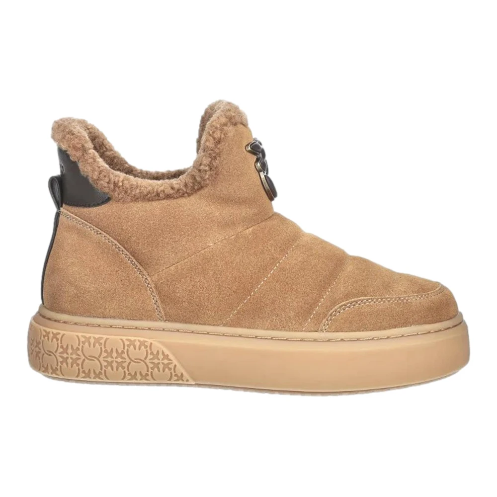 Pinko, Skor, Dam, 40 EU, Mocka, Mocka Päls Bootie i Cognac