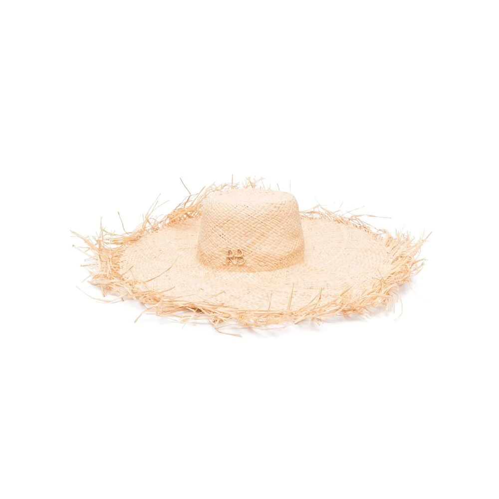 Beige Straw Frynsekant Hat