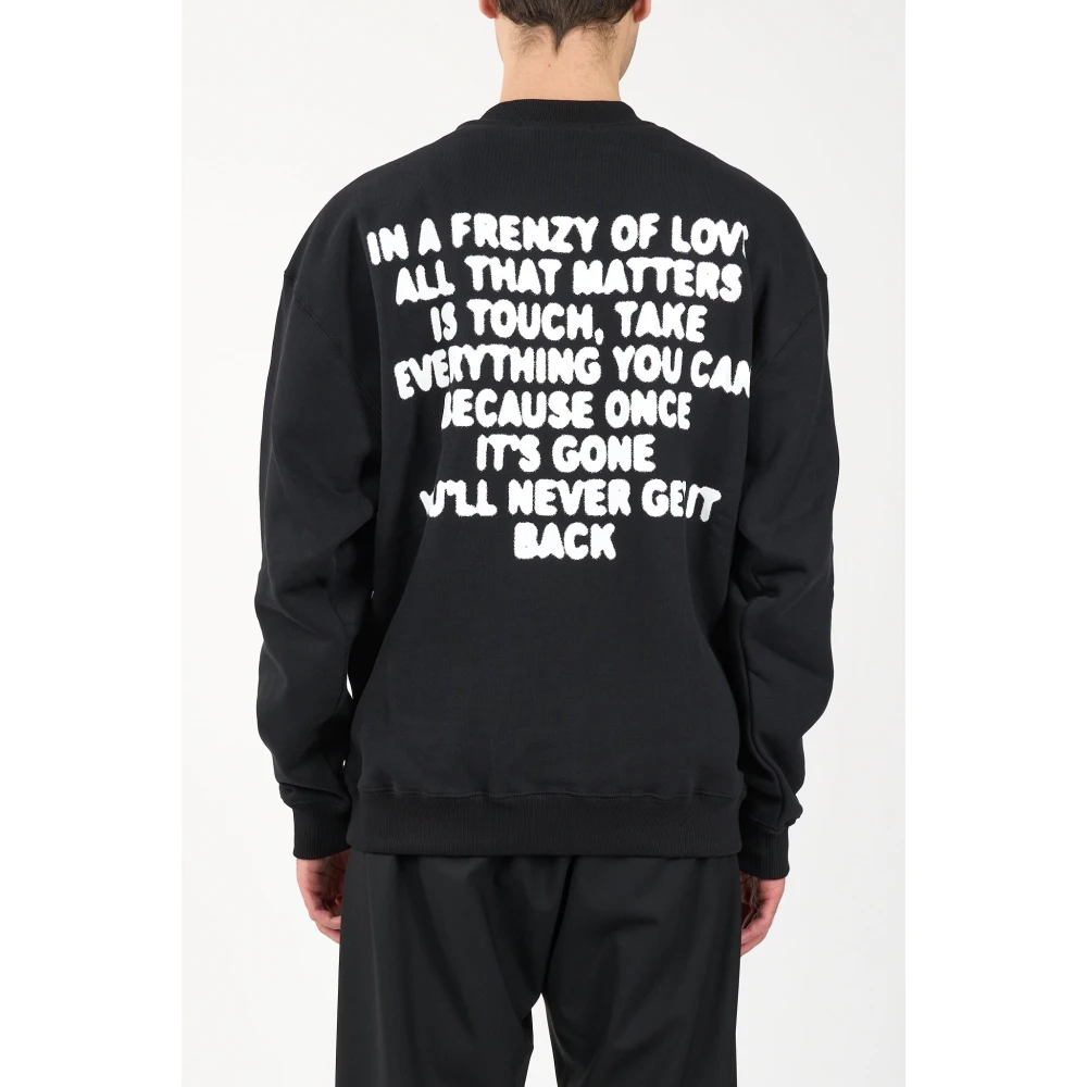 Msgm Logo Sweater met Ribboorden Black Heren