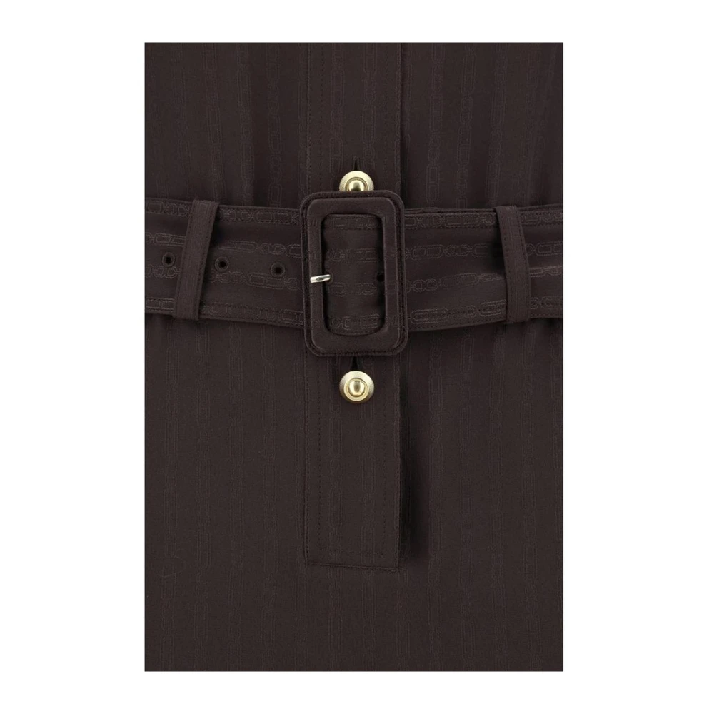 Tom Ford Lange Jurk met Verstelbare Tailleband en Knoopdetails Brown Dames