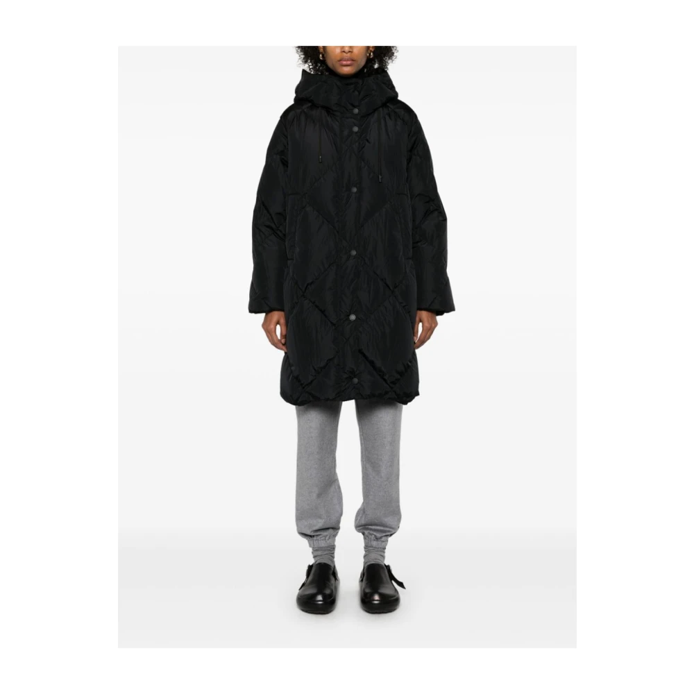 Max Mara Weekend Zwarte Gewatteerde Pufferjas met Capuchon Black Dames