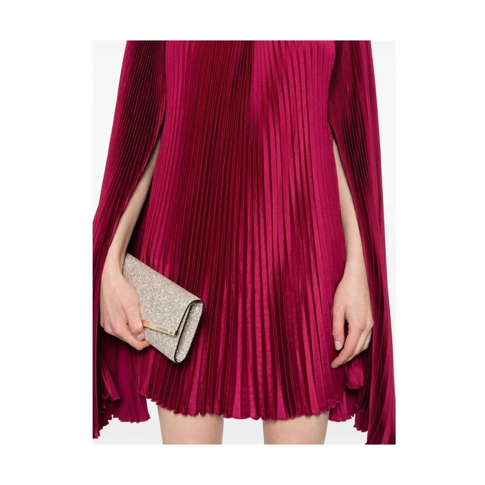 L'idée Bordeaux Kantmouw Plissé Jurk Red Dames