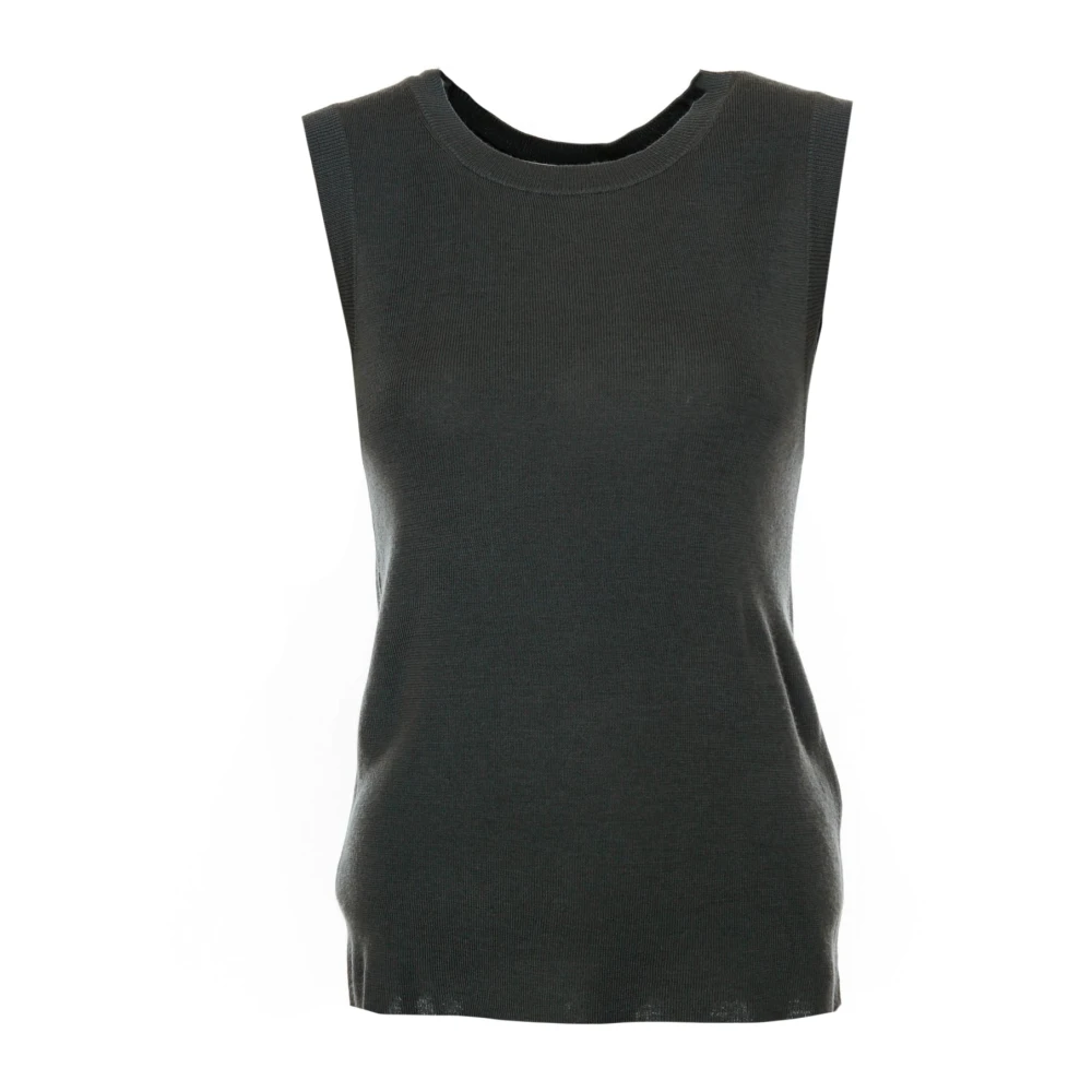 Closed Mouwloze Crew Neck Top Green Dames