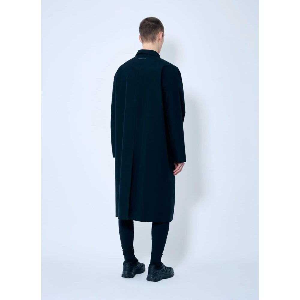 MM6 Maison Margiela Logo Print Trench Coat Black Heren