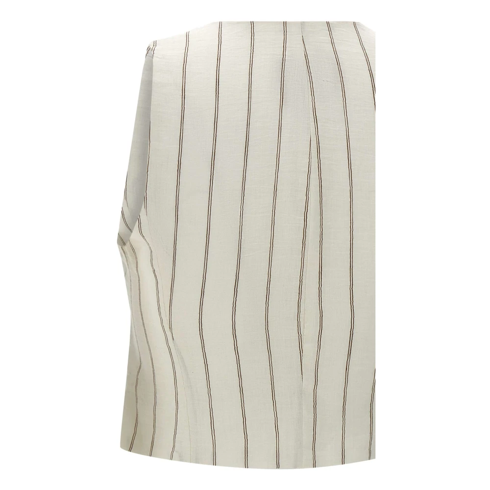 Kaos Gestreepte Linnen Gilet Wit White Dames