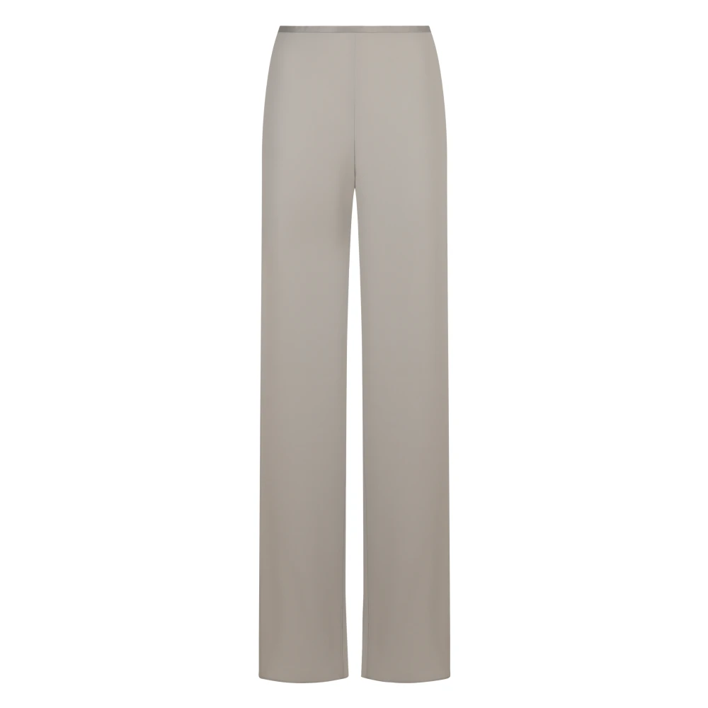 Emporio Armani Kvinno Grå Byxor Dam, S, Polyester, Högmidjade, Vida Crepebyxor