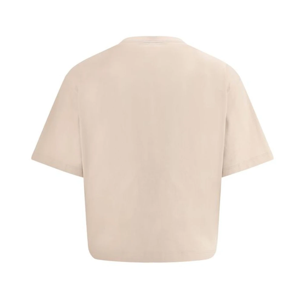 Versace Monogram Katoenen T-shirt met Medusa Pin Pink Dames