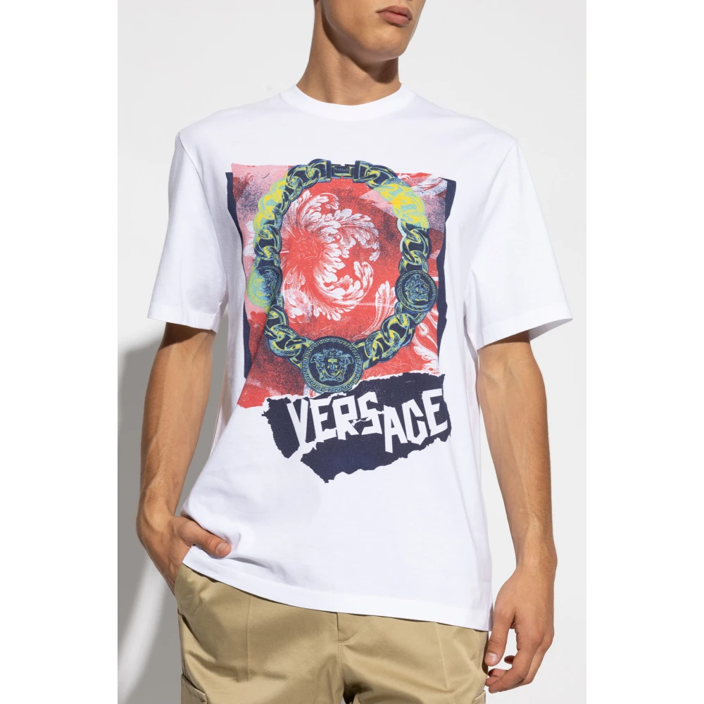 Versace T-shirt met print White Heren