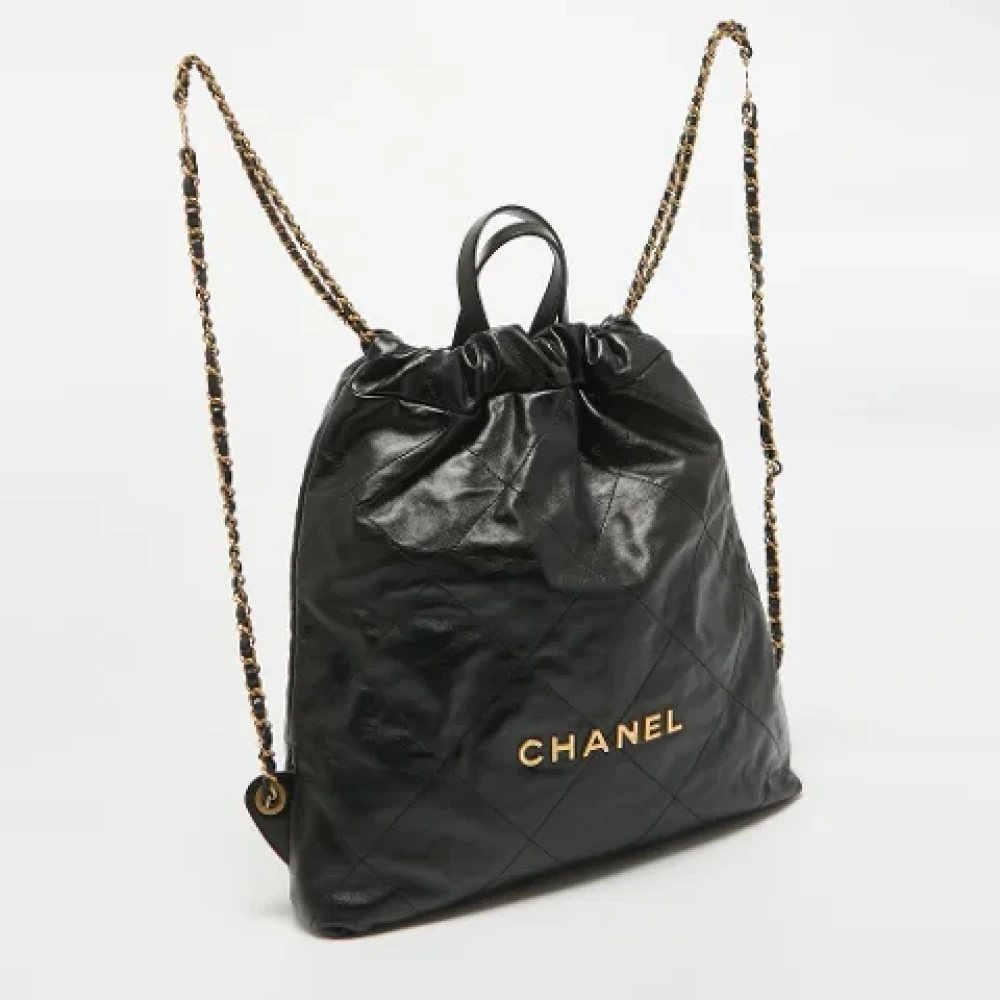 Chanel Vintage Pre-owned Leather backpacks Black Dames