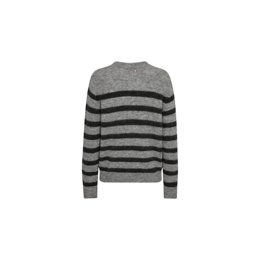 MOS MOSH Gestreepte Crewneck Gebreid Sharkskin Gray Dames