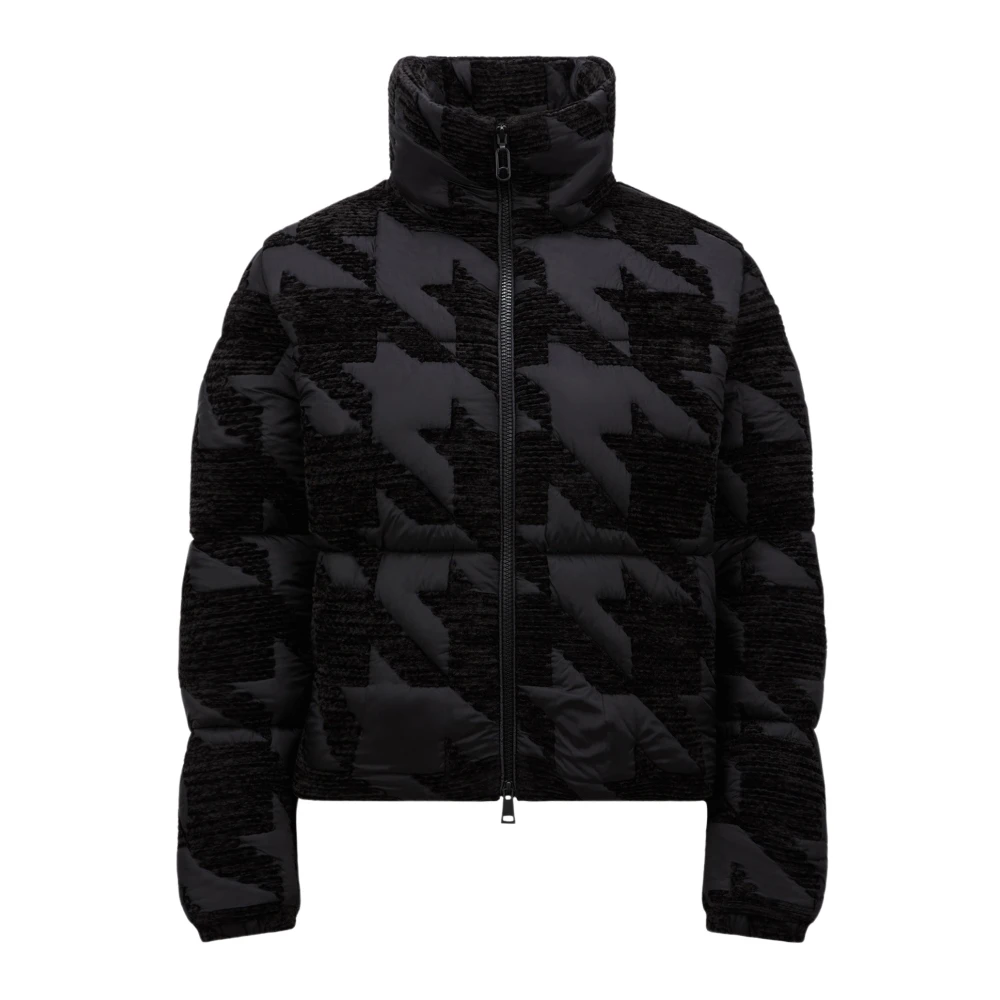 Moncler Korte donsjas met pied-de-poule patroon Black Dames
