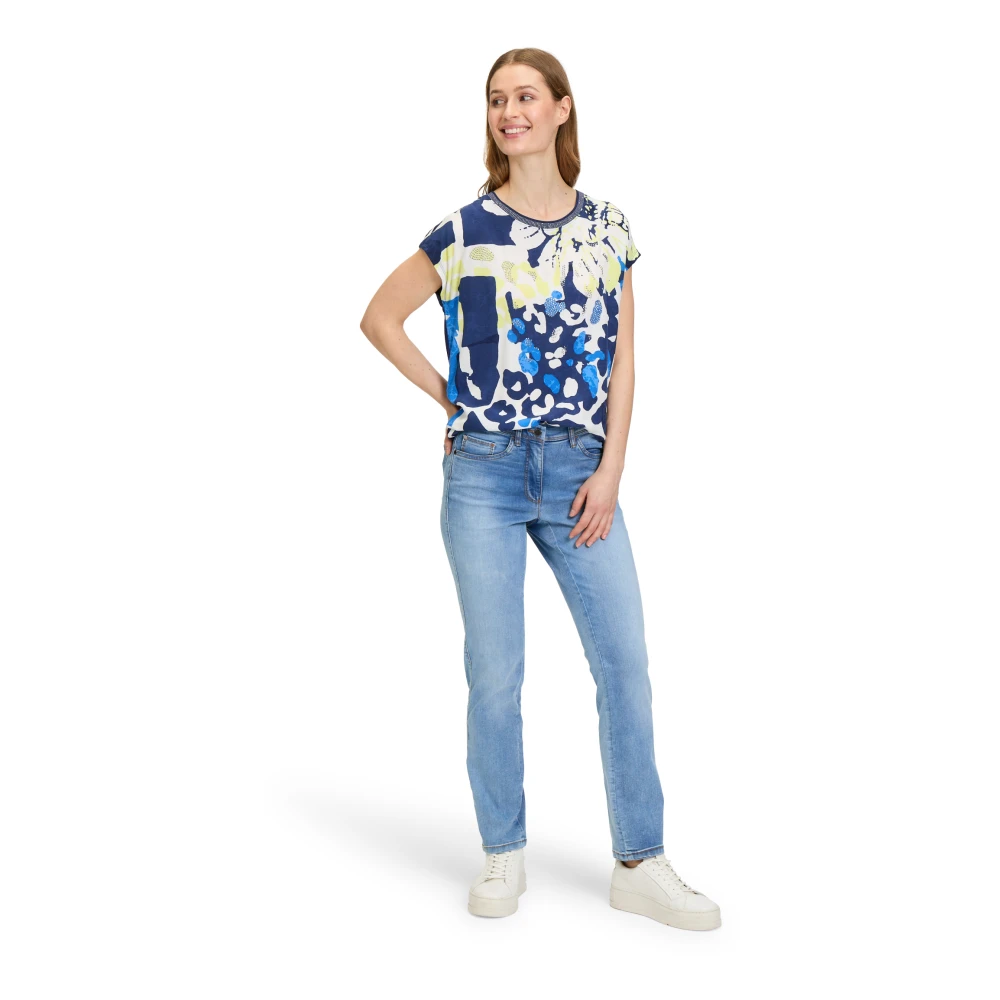 Betty Barclay Glitter Blouse Shirt met Modern Print Multicolor Dames