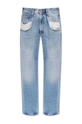 Raka Jeans med Kontrasterande Fickor
