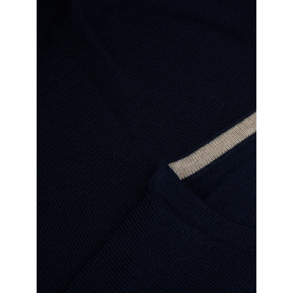 Stenströms Navy Merino Wool Crew Neck Sweater Blue Heren
