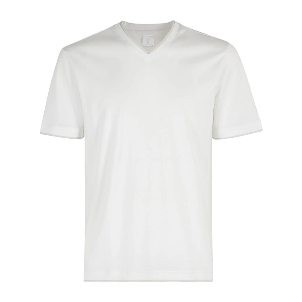 Eleventy V-ringad T-shirt White, Herr