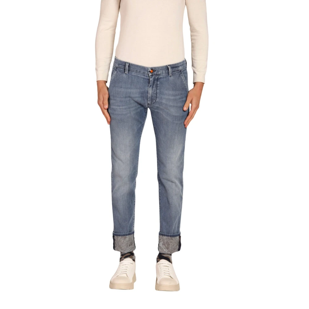 Mason's Jungle Print Slim Fit Denim Jeans Blue Heren
