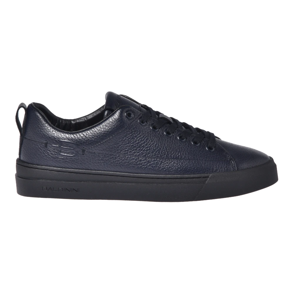 Baldinini Men's Blue Tumbled Leather Trainers