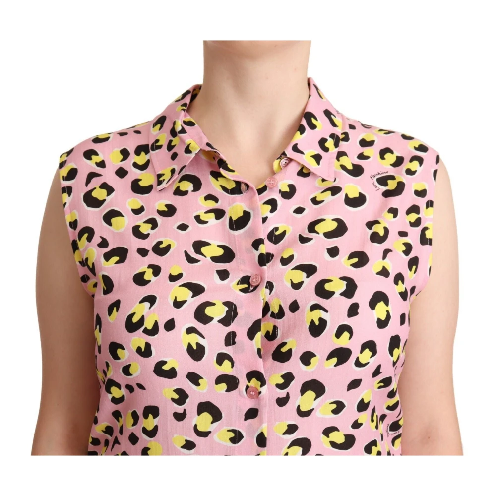Love Moschino Leopard Print Sleeveless Polo Shirt Multicolor Dames