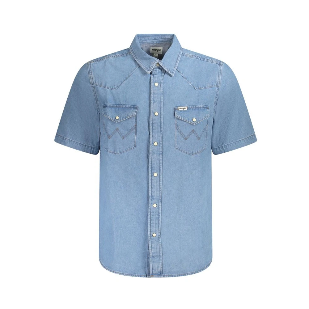 Wrangler , Short Sleeve Shirts, Male, Blue, S, Short Sleeve Western Shirt