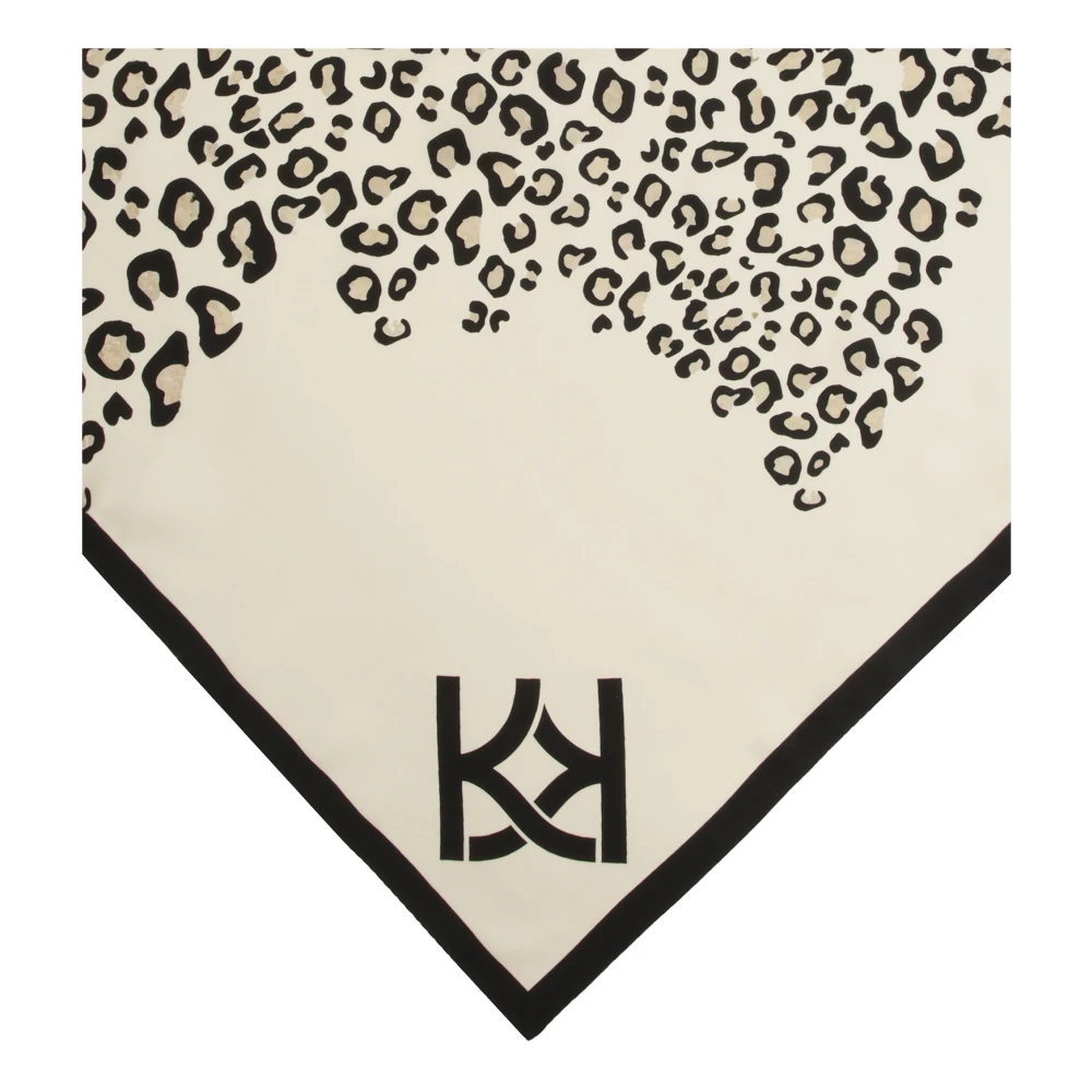 Kazar Zijden sjaal met luipaardprint Beige Dames