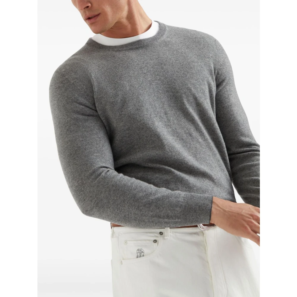 BRUNELLO CUCINELLI Grijze Crew Neck Sweater Gray Heren
