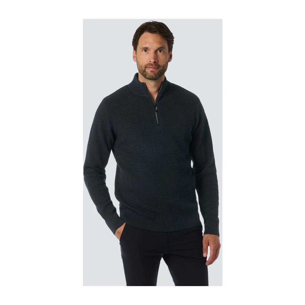 No Excess Mélange Half-Zip Pullover Stijlvol Comfort Blue Heren