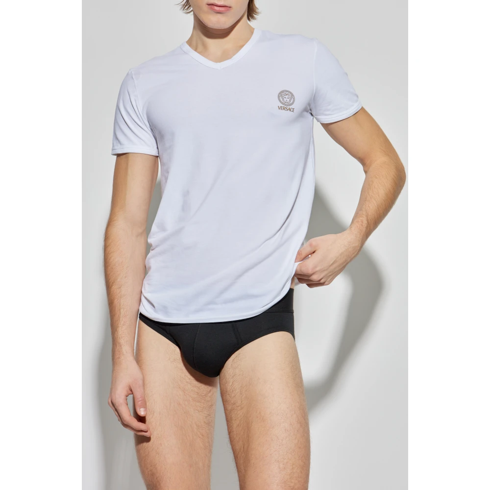 Versace T-shirt met logo White Heren