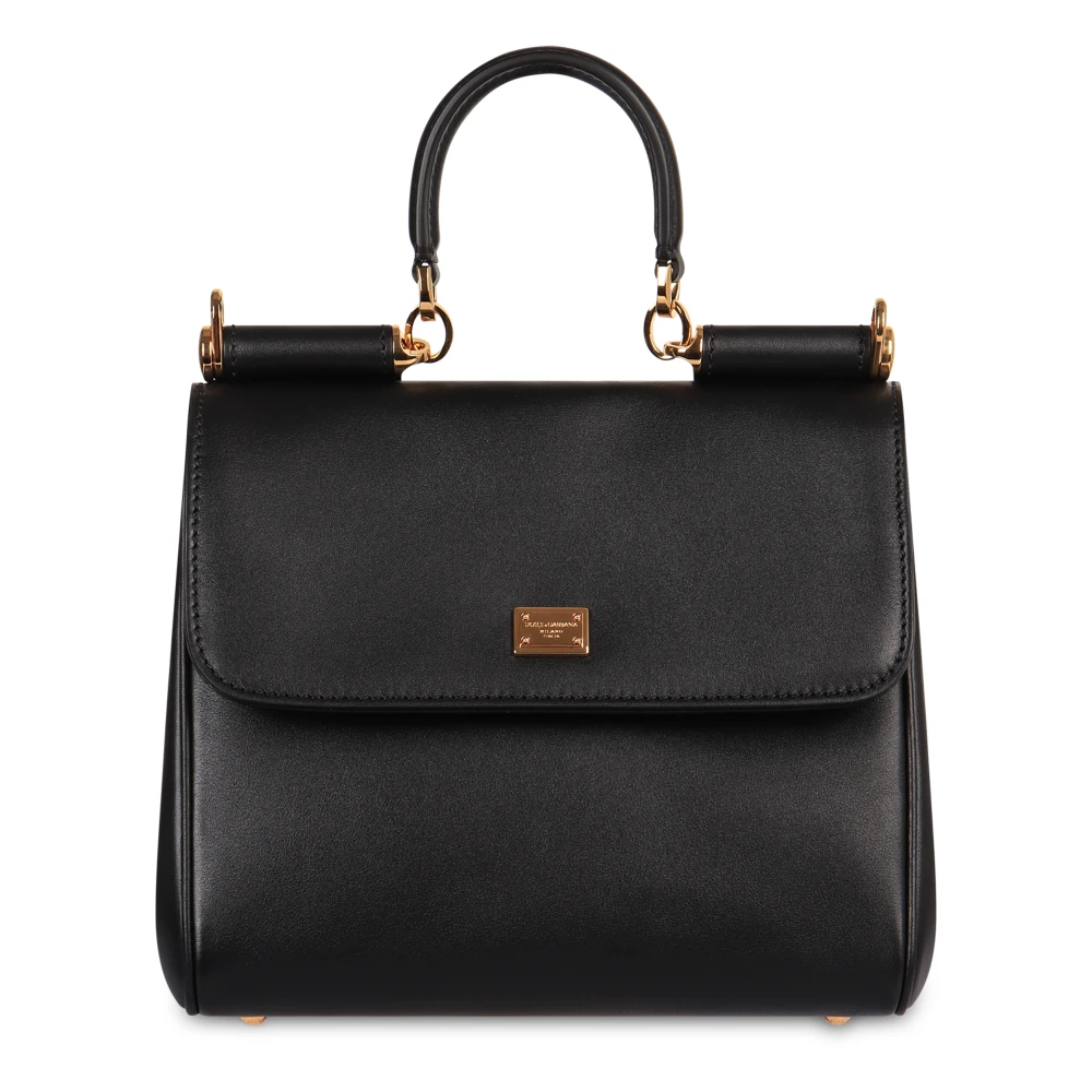 Dolce & Gabbana Women's Black Sicily Leather Handbag With Flap Closure