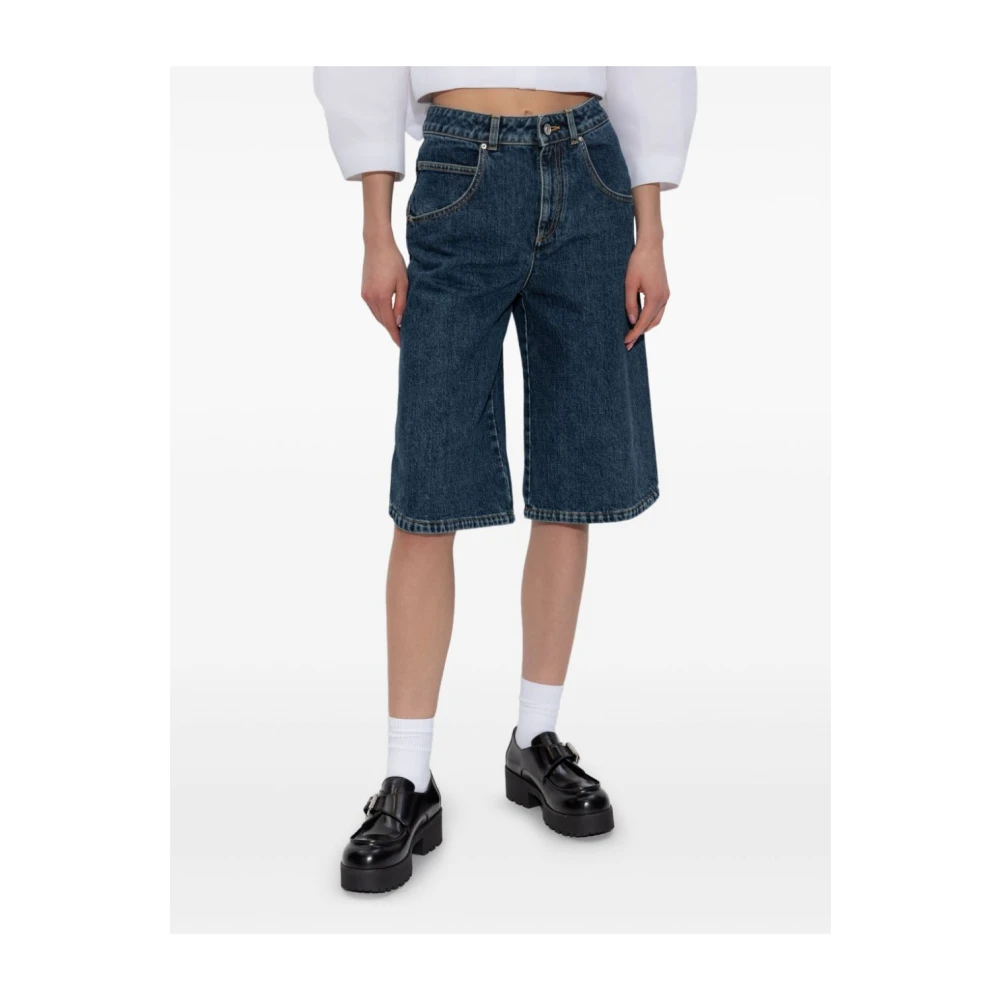 Givenchy 4G Geborduurde Knie-Lengte Denim Shorts Blue Dames